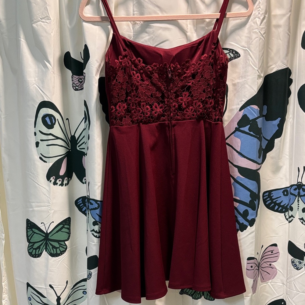 Burgundy Lace Floral Dress